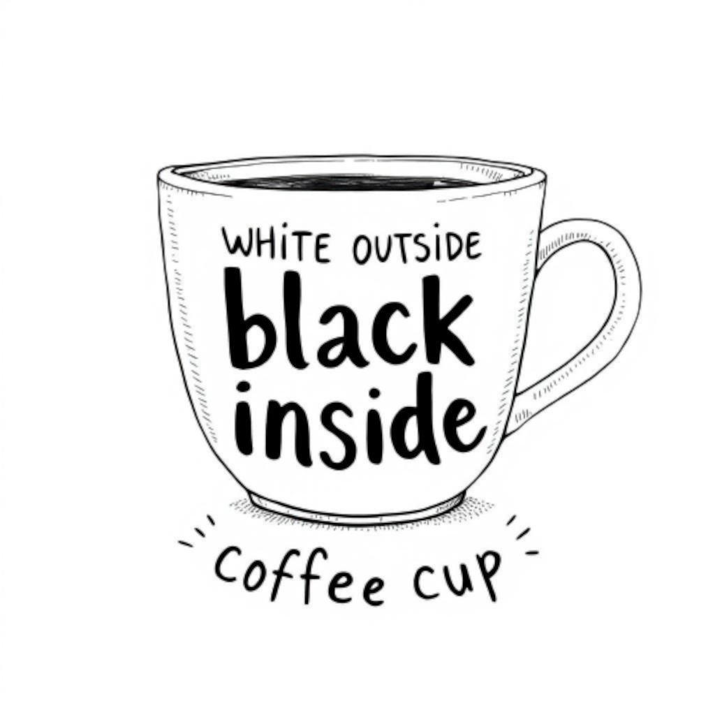 11oz white outside black inside coffee cup plastic