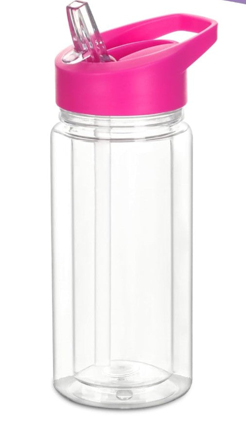 Hot pink lid snow globe water bottle 10oz