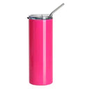 600ml Stainless Steel Tumbler with Straw - Neon Pink