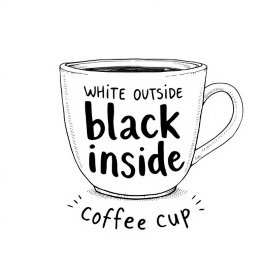 11oz white outside black inside coffee cup plastic
