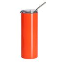 600ml Stainless Steel Tumbler with Straw - Neon Orange