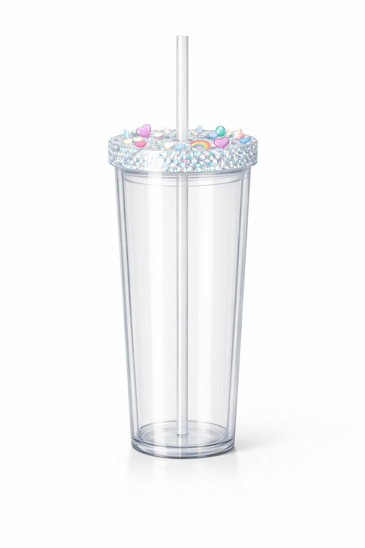 24oz snow globe tumbler with straw and bling lid