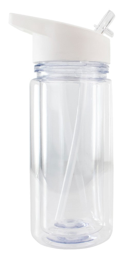 White lid snow globe water bottle 10oz