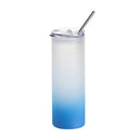 750ml Glass Tumbler with Lid - Frosted  Blue