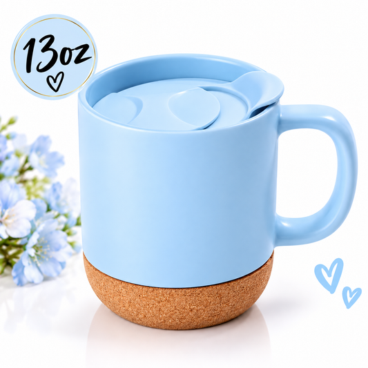 13oz Baby blue corkscrew bottom mug and 1x wrap
